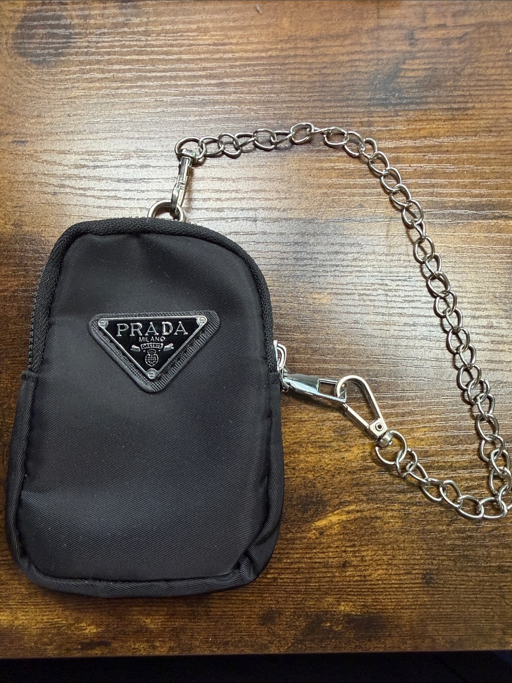 Prada Black Nylon Chain Pouch - Men Bags Belt Bag
